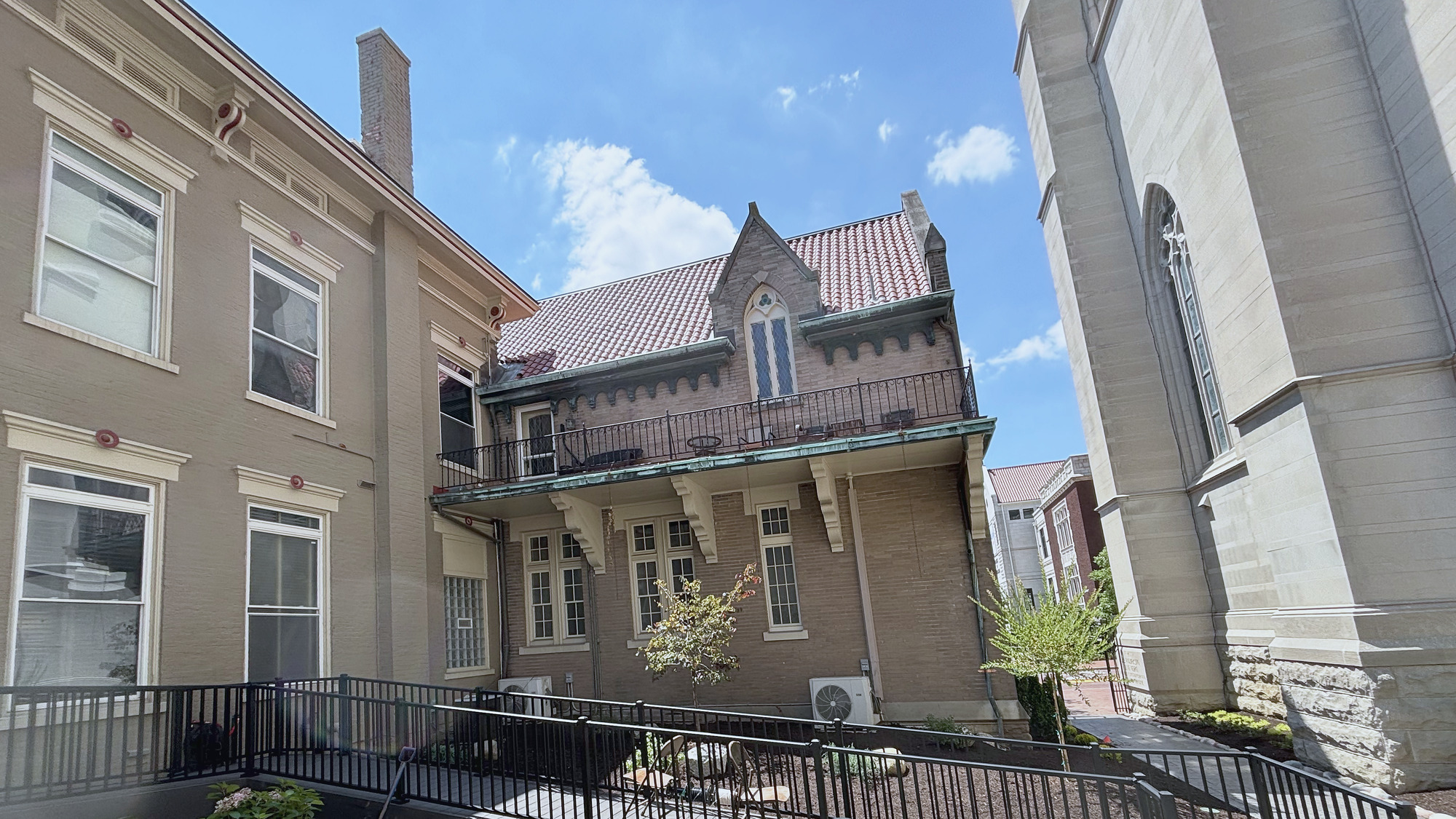 `The restored courtyard, looking toward the entry